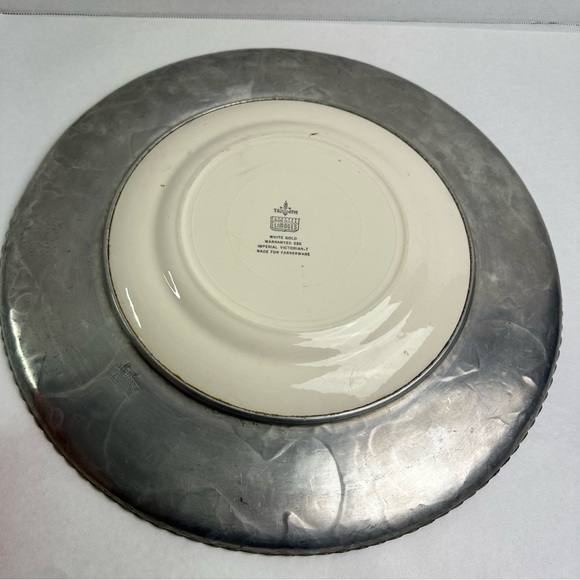 Triumph | Vintage White Gold & Ceramic Serving Platter w/ Floral Pattern - Picture 7 of 8